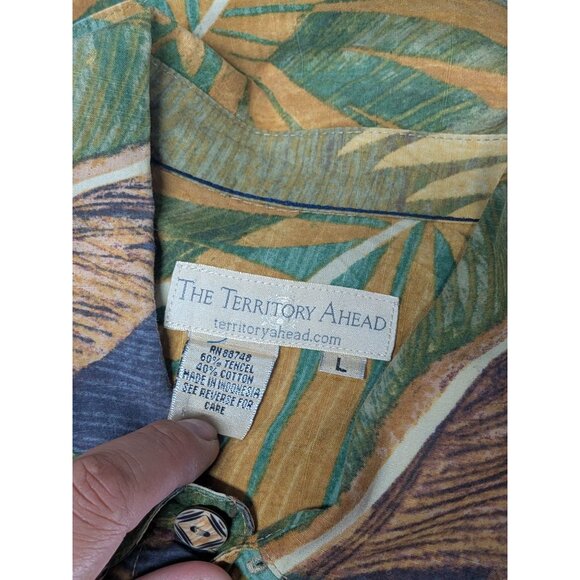 Vintage The Territory Ahead Hawaiian Button Up Shirt Men Size L Floral Tropical - Picture 8 of 9